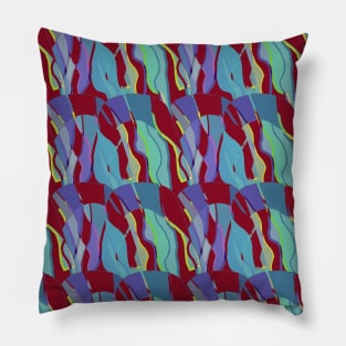 Contemporary Retro Abstract Burgundy Surface Pattern - Hall of Mirrors Pillow