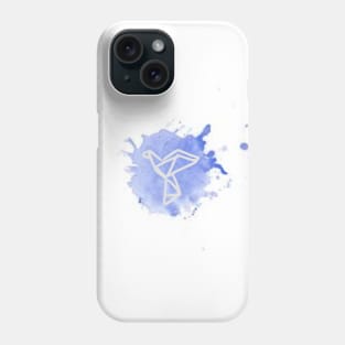 Geometric bird with water color splatters Phone Case