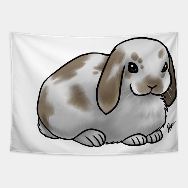 Small Mammal - Rabbit - Holland Lop Brown and White Tapestry by Jen's Dogs Custom Gifts and Designs