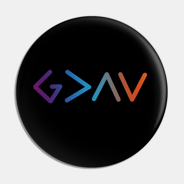 God is greater than the highs and the lows from Romans 8:28, gradient text Pin by Selah Shop