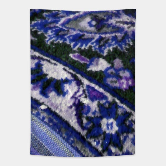 blue flower pattern, floral designs, minimal art, abstract art, floral pattern, antique rug photo , For custom orders please DM me. Tapestry by Hadigheh-art