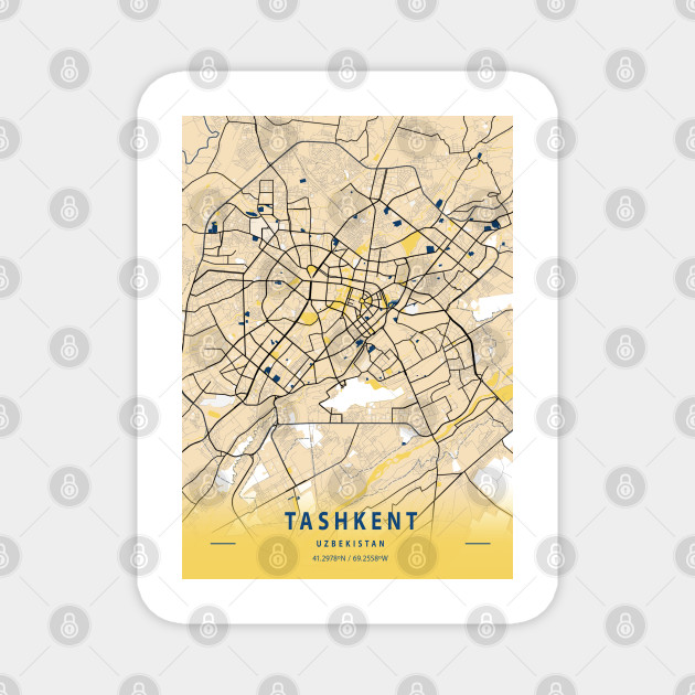 Tashkent Uzbekistan Yellow City Map Tashkent Uzbekistan Yellow City Map Magnes Teepublic Pl