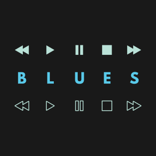 Blues Style Music Player Buttons Light Blue T-Shirt