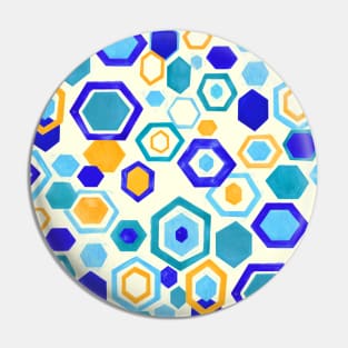 Scattered Gouache Hexagons - Cream Pin