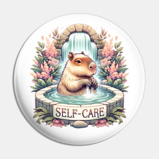 Self-care Capybara Bathing in Hot Spring Pin