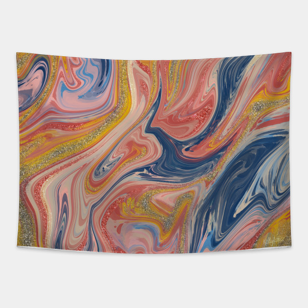 Abstract Oil And Glitter Painting Marble Painting Tapestry