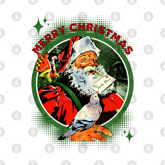 Vintage Merry Christmas Santa Tee for Pigeon Lovers by Joaddo