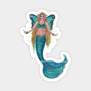 Butterfly mermaid art by Renee Lavoie Magnet