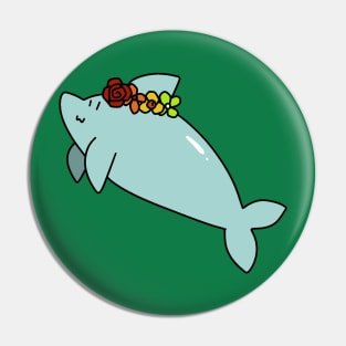 Rainbow Flower Crown Dolphin Pin