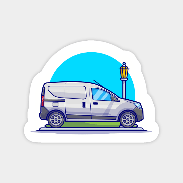 Car Van Cartoon Vector Icon Illustration Magnet by Catalyst Labs