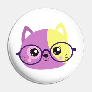 Hipster Cat, Cat With Glasses, Kitten, Little Cat Pin