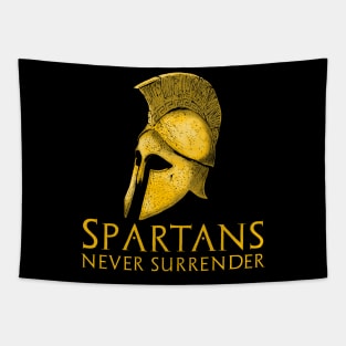 Spartans Never Surrender - Motivational Ancient Greek History Tapestry