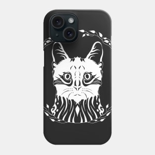 frontal cat face in a wreath Phone Case