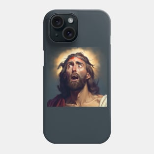 2d realistic illustration of scared Jesus Meme Phone Case