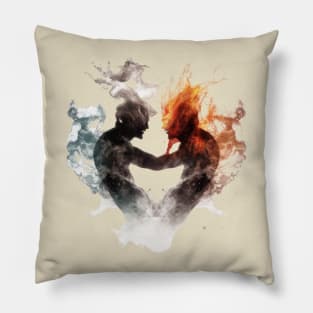 Clash of Elements: Eternal Rivalry of Fire and Water Pillow