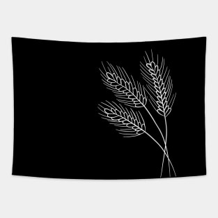 Minimalist Wheat Line Art Drawing Tapestry