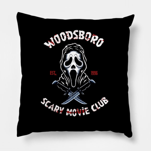 Woodsboro Scary Movie Club Pillow by MarvelouslyMacabre