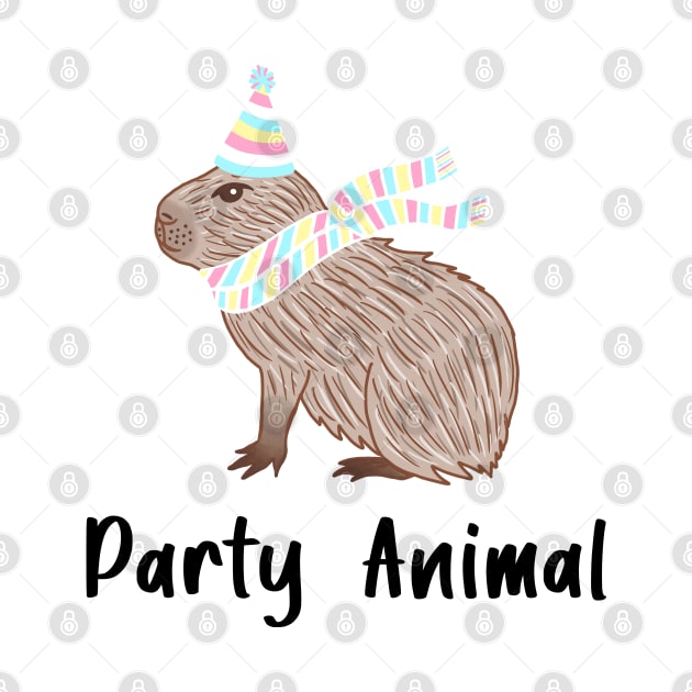 Party Animal Birthday Capybara Black Text by julieerindesigns