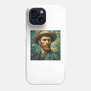 Van Gogh Portrait with Beautiful Flowers Phone Case
