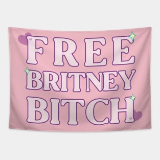 Free Britney Bitch Kawaii Pink Hearts Sparkle Tapestry