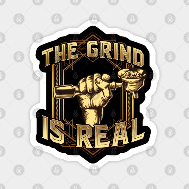 The Grind is Real Funny Baristar Coffee Bar Gift Coffeemaker Magnet by Proficient Tees