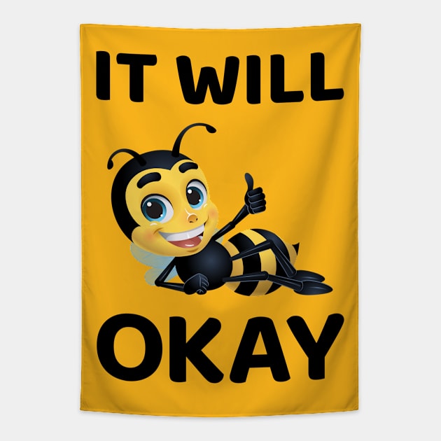 Bee Positive Message Tapestry by sqwear