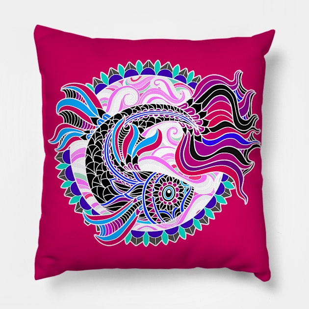 Beautiful Koi Decorative Fish Art Pillow by AlondraHanley