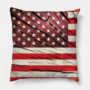 USA Flag American America United States - Tree Trunk Wood Pillow