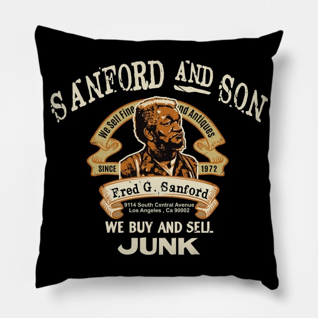 Fred Sanford Seller of Fine Second Hand Junk Sanford and Son Pillow by Alema Art