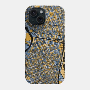 Philadelphia Map Pattern in Blue & Gold Phone Case