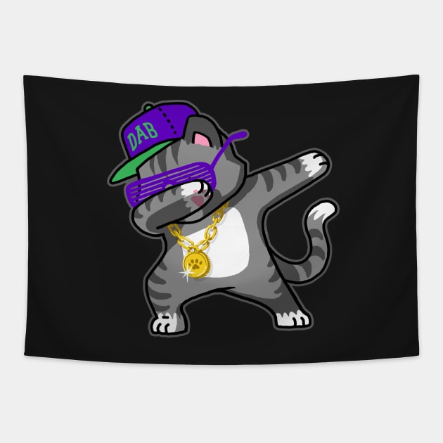 Dabbing Cat Funny Shirt Dab Hip Hop Dabbing Kitten Tapestry by vo_maria