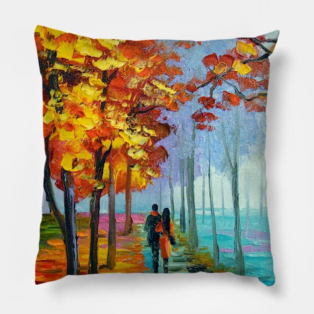 A walk in the autumn Park Pillow by OLHADARCHUKART