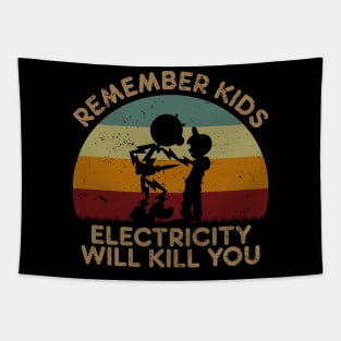 Electricity Will Kill You Kids Retro Sunset Tapestry