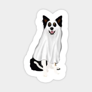 Halloween Ghost Border Collie Drawing Spooky Magnet