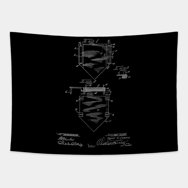 Home plate for baseball Vintage Patent Hand Drawing Tapestry by TheYoungDesigns