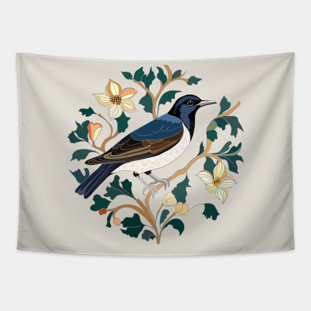 Elegant Starling Bird Tapestry by Suneldesigns