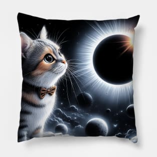 2024 Total Solar Eclipse Cat Watching Total Solar Eclipse Pillow