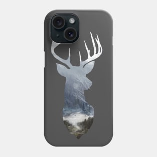 Deer Silhouette in Misty Scotland Forest Wild River Scene Phone Case