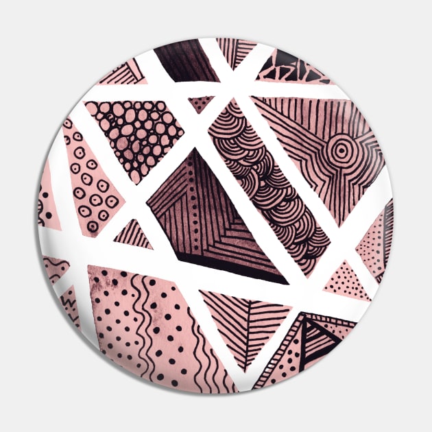 Geometric doodles - pink and black Pin by wackapacka