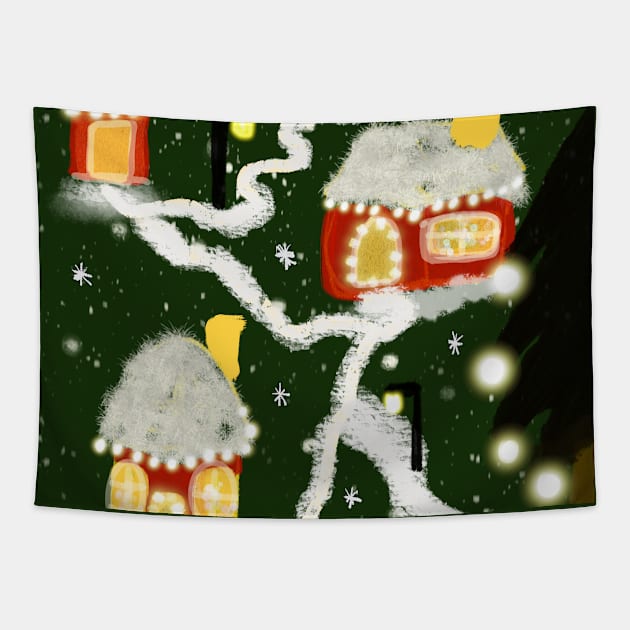 xmas road Tapestry by HAIFAHARIS