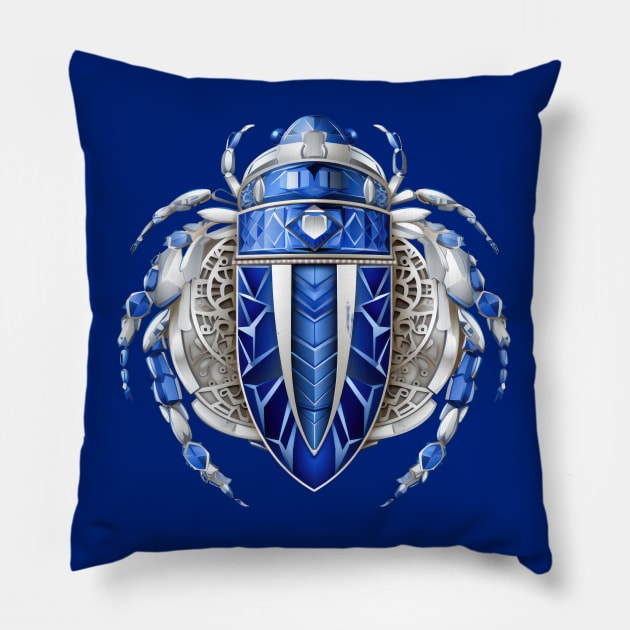 Blue Beetle Design Pillow by TooplesArt