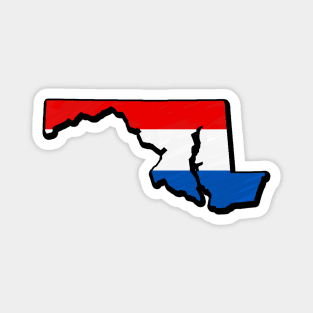 Red, White, and Blue Maryland Outline Magnet