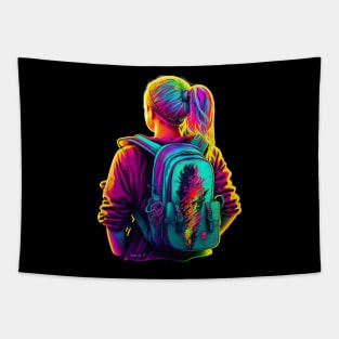 Girl with a backpack design #13 Tapestry