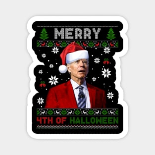 Merry 4th Of Halloween Funny Joe Biden Christmas Ugly Sweater Magnet