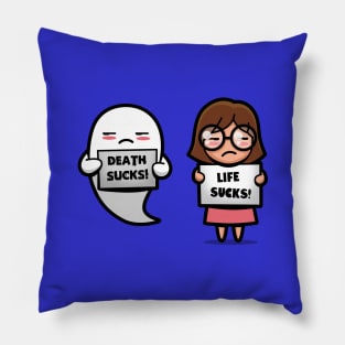 Life And Death Cute Funny Halloween Ghost Life Quotes Pillow