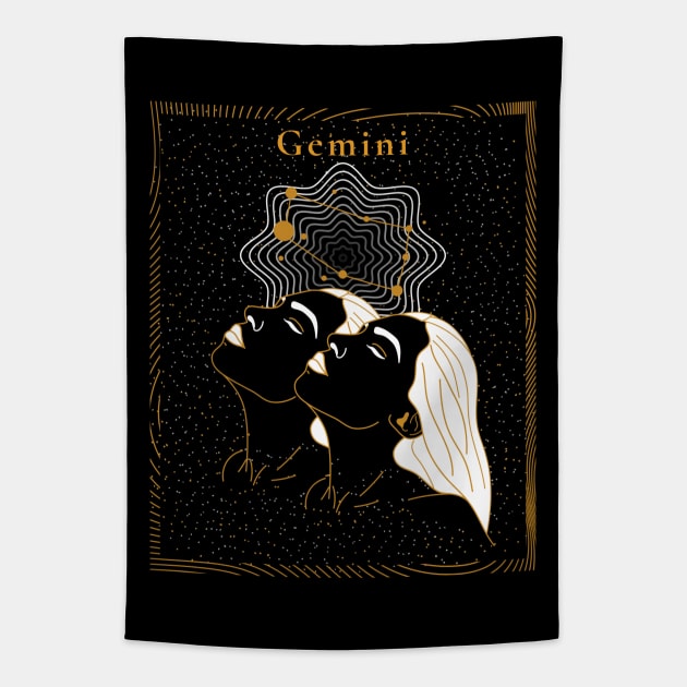 Gemini | Astrology Zodiac Sign Design Tapestry by The Witch's Life