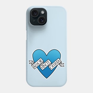 amor vincit amnia blue heart Phone Case