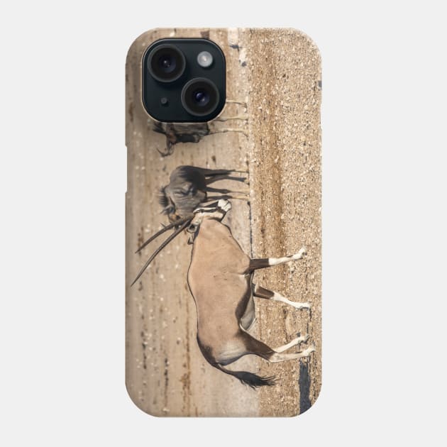 Namibia. Etosha National Park. Oryx and Wildebeest. Phone Case by vadim19