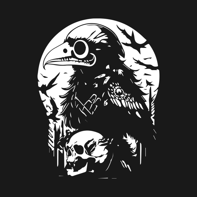 black raven and the skull by lkn