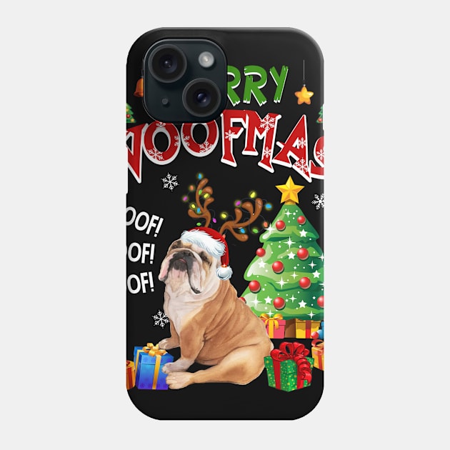 Bulldog Merry Woofmas Awesome Christmas Phone Case by Dunnhlpp